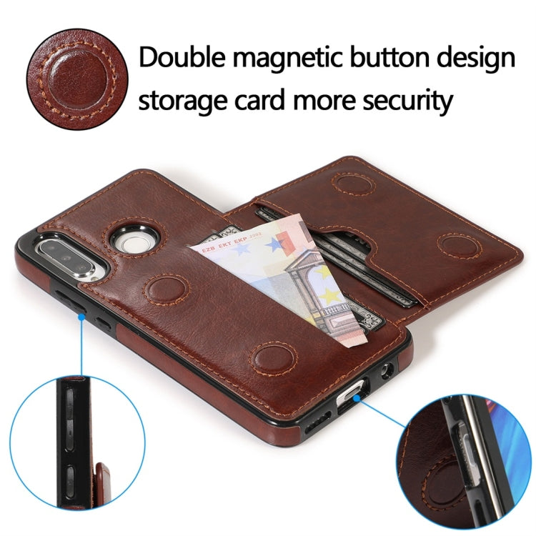 For Huawei P30 Lite Shockproof PU + TPU Protective Case with Card Slots & Holder