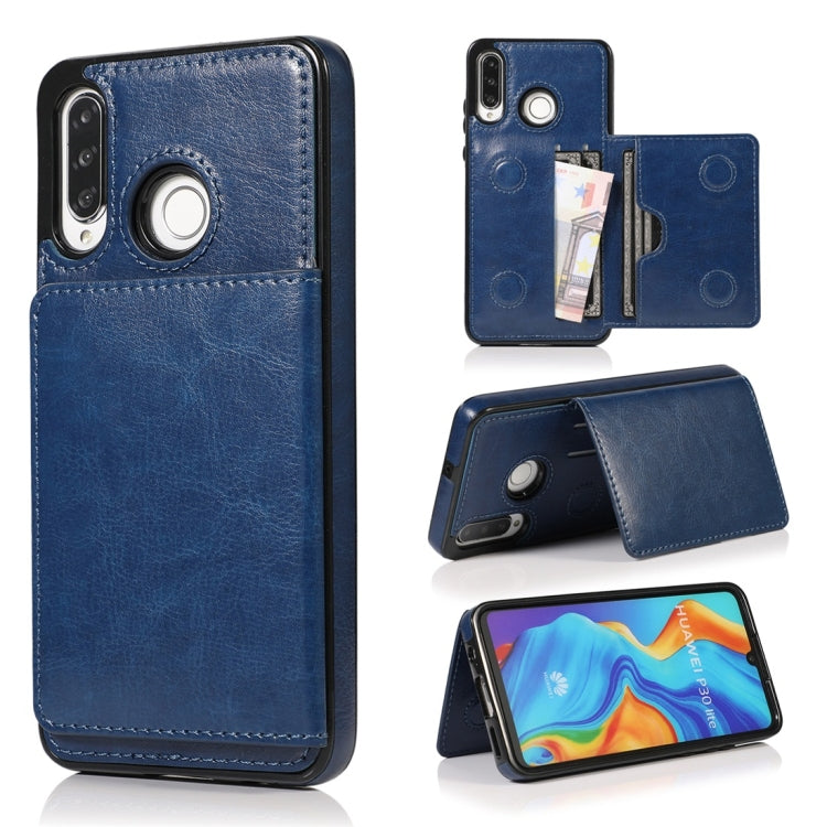 For Huawei P30 Lite Shockproof PU + TPU Protective Case with Card Slots & Holder