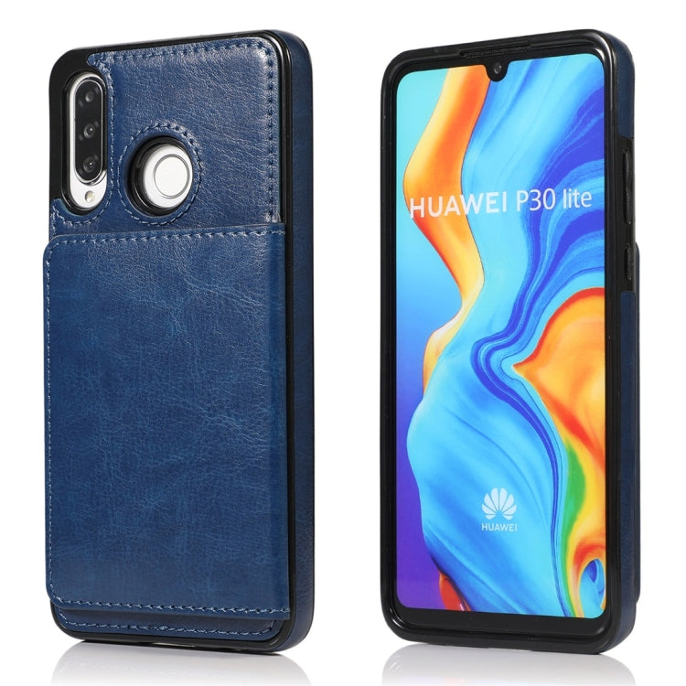 For Huawei P30 Lite Shockproof PU + TPU Protective Case with Card Slots & Holder