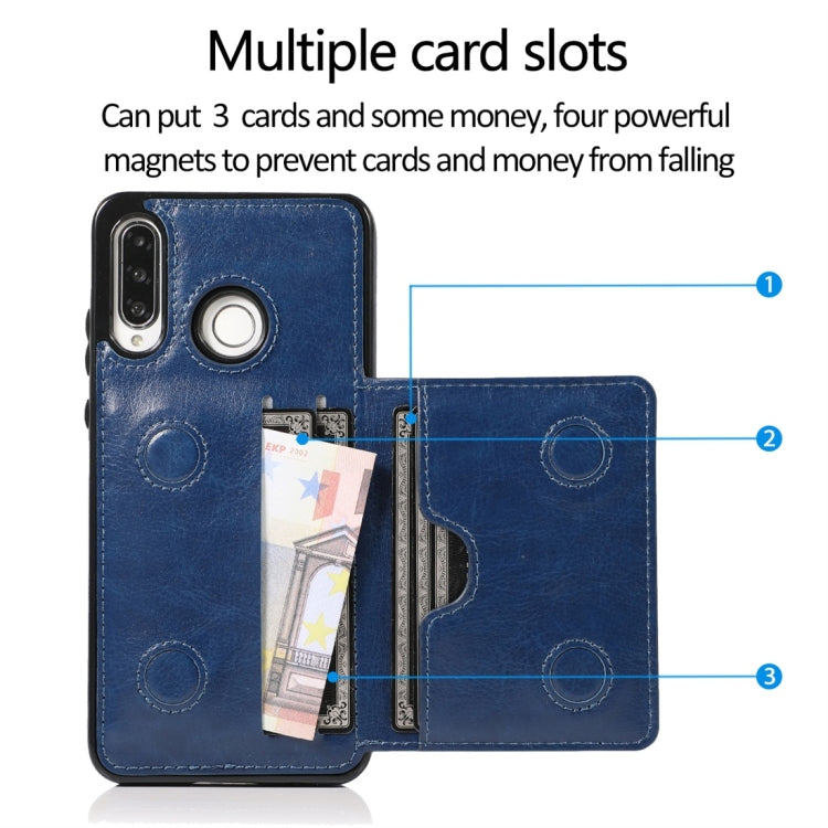 For Huawei P30 Lite Shockproof PU + TPU Protective Case with Card Slots & Holder
