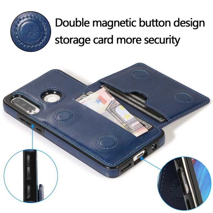 For Huawei P30 Lite Shockproof PU + TPU Protective Case with Card Slots & Holder