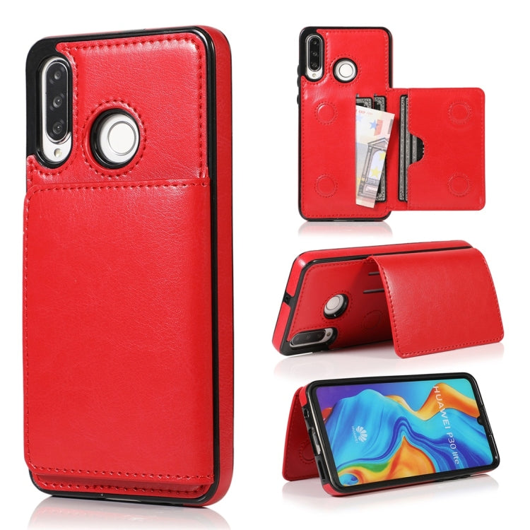 For Huawei P30 Lite Shockproof PU + TPU Protective Case with Card Slots & Holder