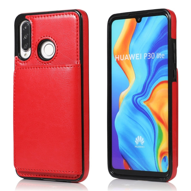 For Huawei P30 Lite Shockproof PU + TPU Protective Case with Card Slots & Holder