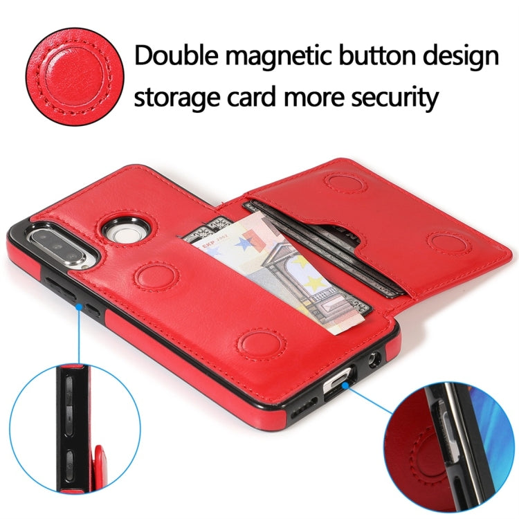 For Huawei P30 Lite Shockproof PU + TPU Protective Case with Card Slots & Holder