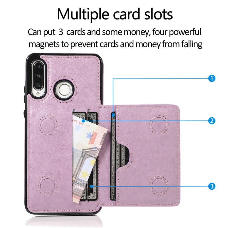 For Huawei P30 Lite Shockproof PU + TPU Protective Case with Card Slots & Holder