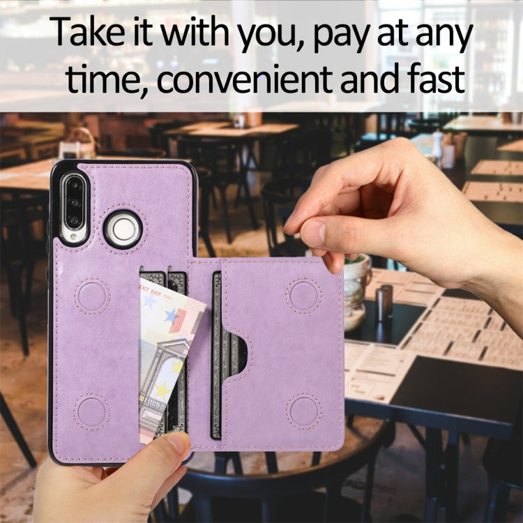 For Huawei P30 Lite Shockproof PU + TPU Protective Case with Card Slots & Holder