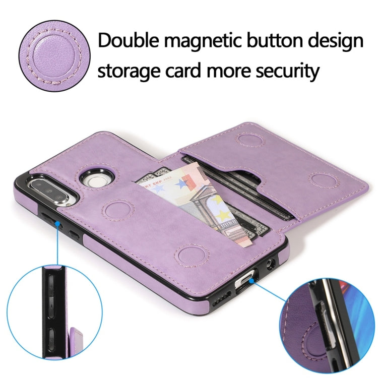 For Huawei P30 Lite Shockproof PU + TPU Protective Case with Card Slots & Holder