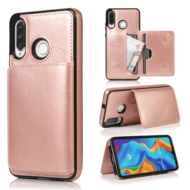 For Huawei P30 Lite Shockproof PU + TPU Protective Case with Card Slots & Holder