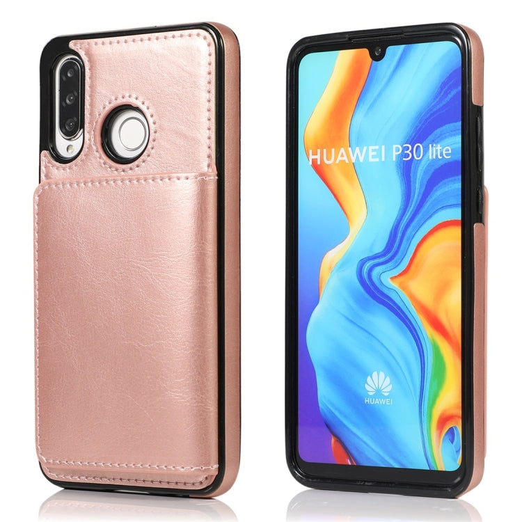 For Huawei P30 Lite Shockproof PU + TPU Protective Case with Card Slots & Holder