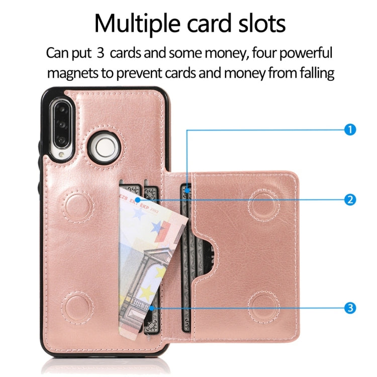 For Huawei P30 Lite Shockproof PU + TPU Protective Case with Card Slots & Holder