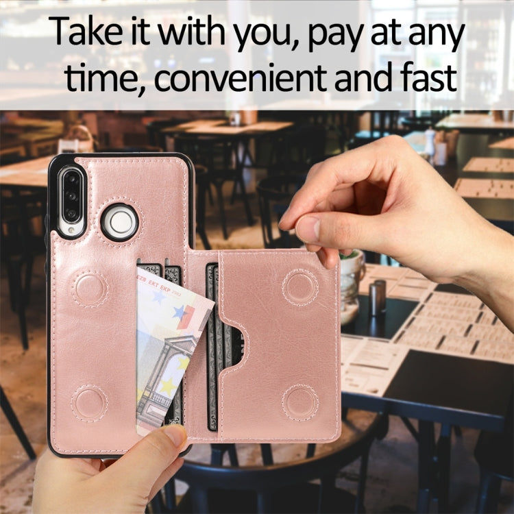 For Huawei P30 Lite Shockproof PU + TPU Protective Case with Card Slots & Holder