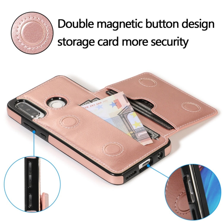 For Huawei P30 Lite Shockproof PU + TPU Protective Case with Card Slots & Holder