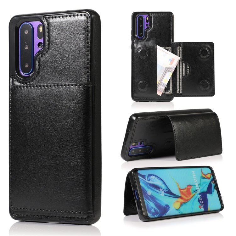 For Huawei P30 Pro Shockproof PU + TPU Protective Case with Card Slots & Holder