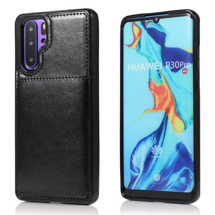 For Huawei P30 Pro Shockproof PU + TPU Protective Case with Card Slots & Holder