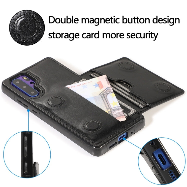 For Huawei P30 Pro Shockproof PU + TPU Protective Case with Card Slots & Holder