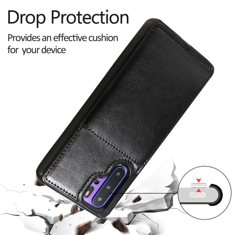 For Huawei P30 Pro Shockproof PU + TPU Protective Case with Card Slots & Holder