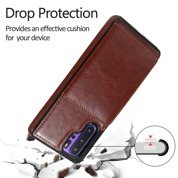 For Huawei P30 Pro Shockproof PU + TPU Protective Case with Card Slots & Holder