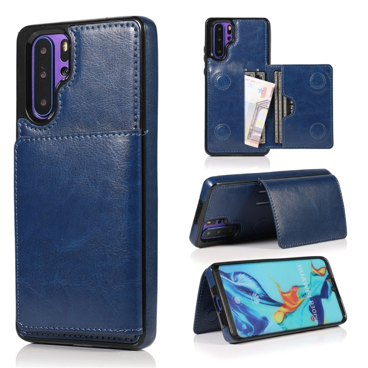 For Huawei P30 Pro Shockproof PU + TPU Protective Case with Card Slots & Holder