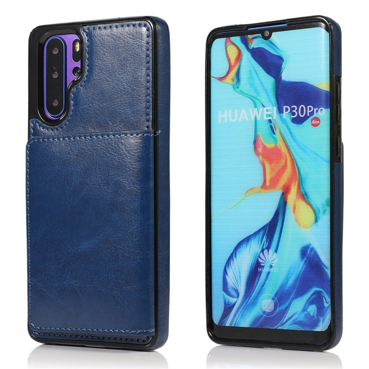 For Huawei P30 Pro Shockproof PU + TPU Protective Case with Card Slots & Holder