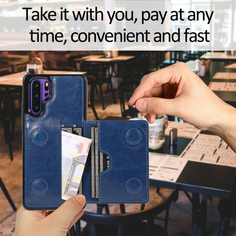 For Huawei P30 Pro Shockproof PU + TPU Protective Case with Card Slots & Holder