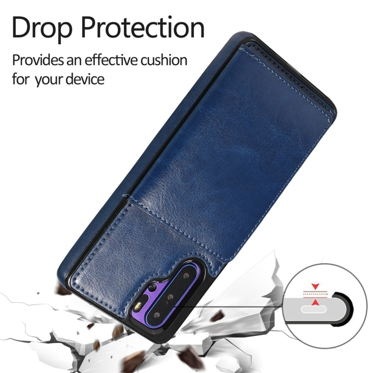 For Huawei P30 Pro Shockproof PU + TPU Protective Case with Card Slots & Holder