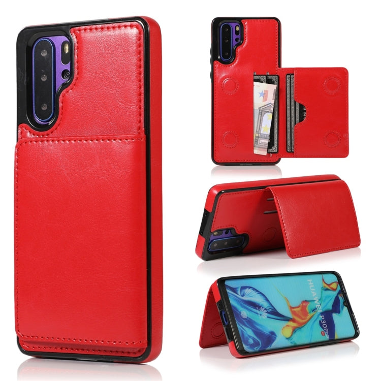 For Huawei P30 Pro Shockproof PU + TPU Protective Case with Card Slots & Holder