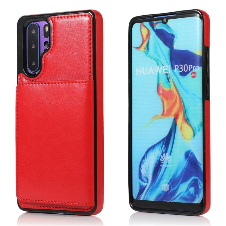 For Huawei P30 Pro Shockproof PU + TPU Protective Case with Card Slots & Holder