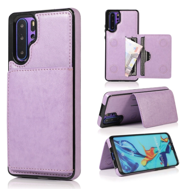 For Huawei P30 Pro Shockproof PU + TPU Protective Case with Card Slots & Holder
