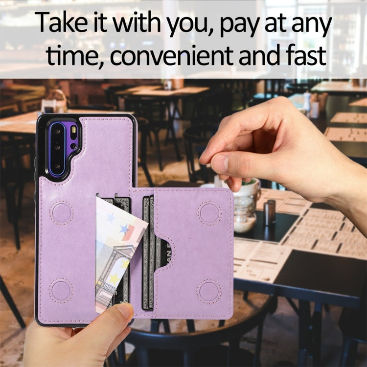 For Huawei P30 Pro Shockproof PU + TPU Protective Case with Card Slots & Holder