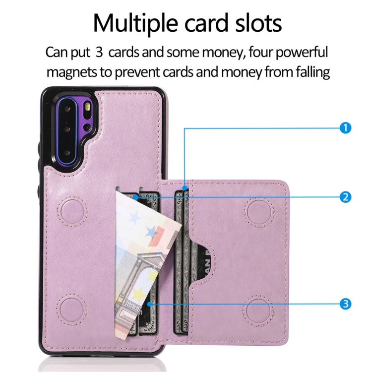 For Huawei P30 Pro Shockproof PU + TPU Protective Case with Card Slots & Holder
