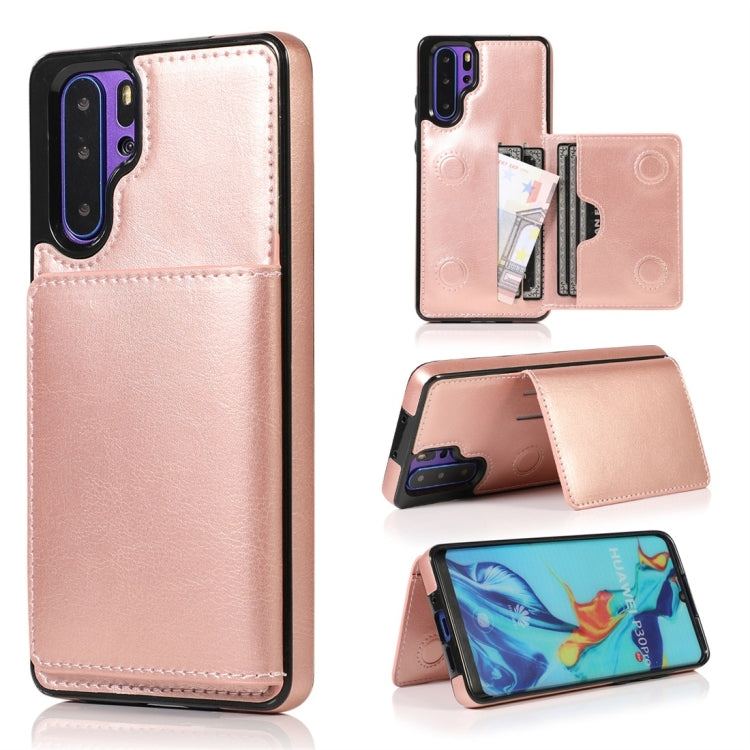 For Huawei P30 Pro Shockproof PU + TPU Protective Case with Card Slots & Holder