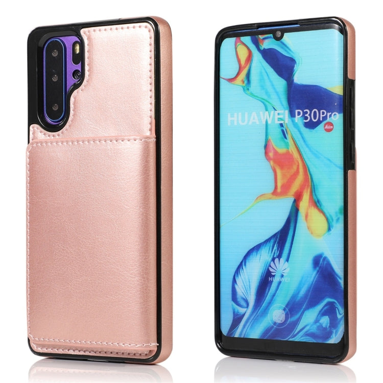 For Huawei P30 Pro Shockproof PU + TPU Protective Case with Card Slots & Holder