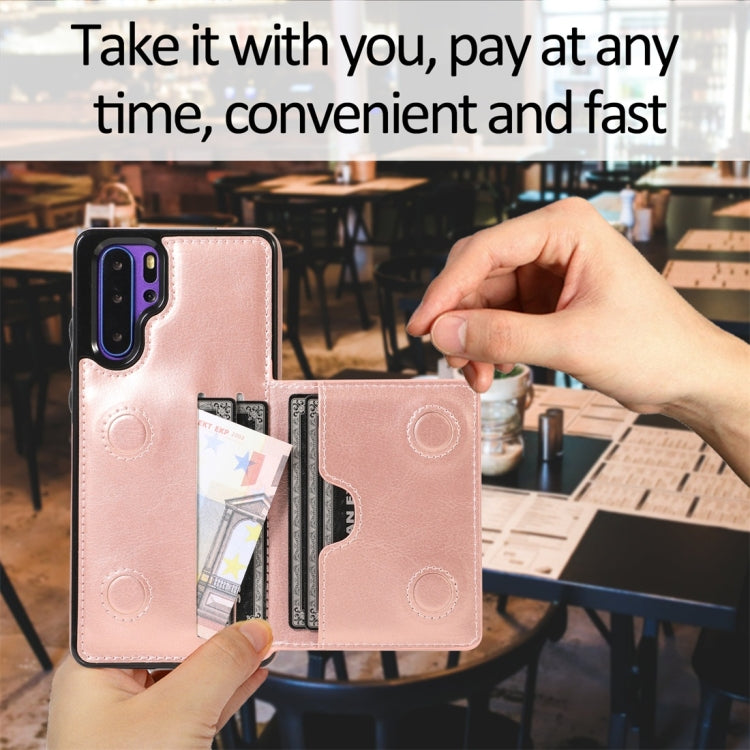 For Huawei P30 Pro Shockproof PU + TPU Protective Case with Card Slots & Holder