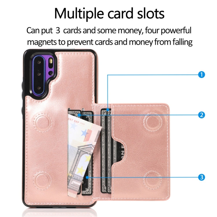 For Huawei P30 Pro Shockproof PU + TPU Protective Case with Card Slots & Holder