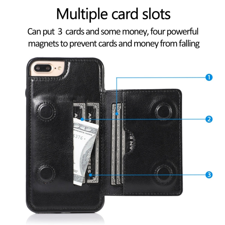 For iPhone 7 Plus / 8 Plus Shockproof PU + TPU Protective Case with Card Slots & Holder
