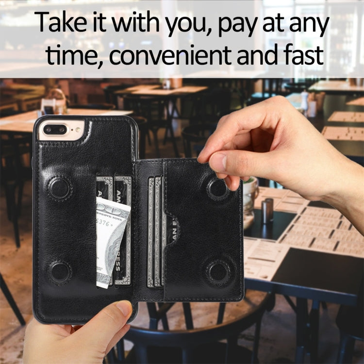 For iPhone 7 Plus / 8 Plus Shockproof PU + TPU Protective Case with Card Slots & Holder