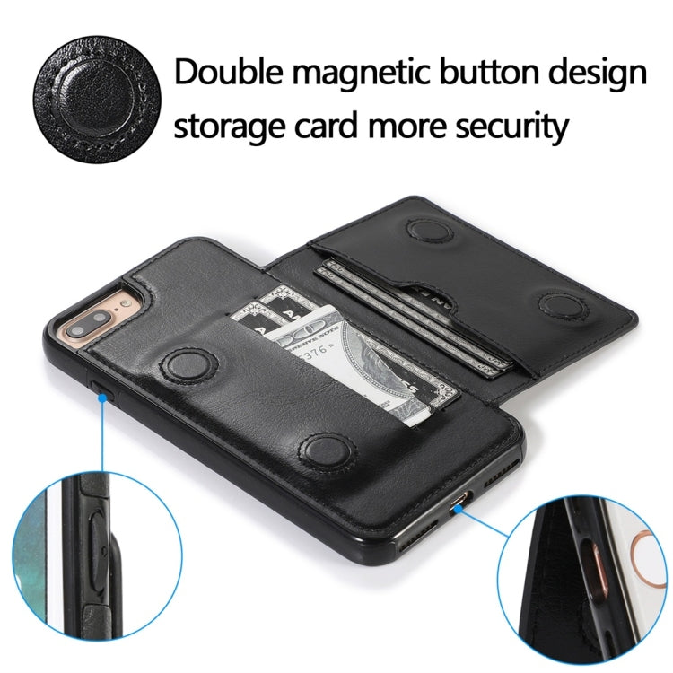 For iPhone 7 Plus / 8 Plus Shockproof PU + TPU Protective Case with Card Slots & Holder