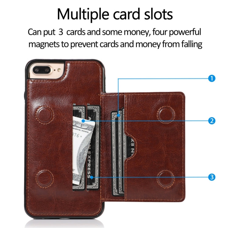 For iPhone 7 Plus / 8 Plus Shockproof PU + TPU Protective Case with Card Slots & Holder