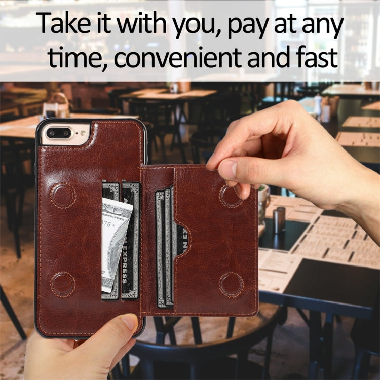 For iPhone 7 Plus / 8 Plus Shockproof PU + TPU Protective Case with Card Slots & Holder