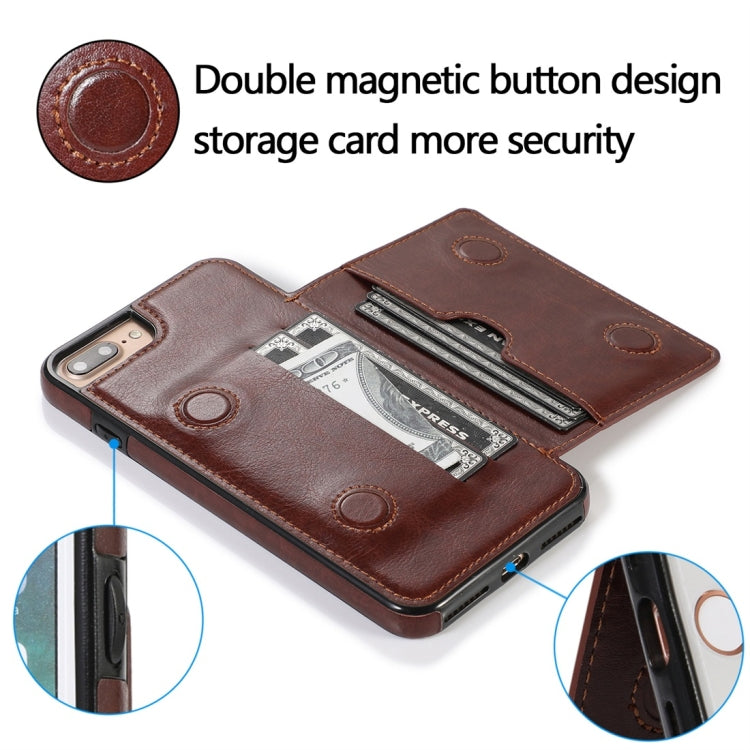 For iPhone 7 Plus / 8 Plus Shockproof PU + TPU Protective Case with Card Slots & Holder