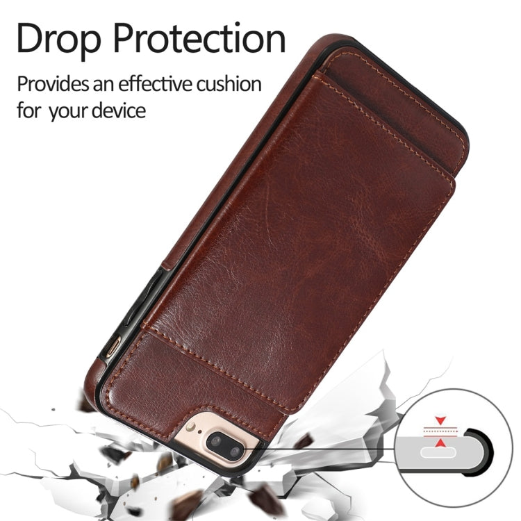For iPhone 7 Plus / 8 Plus Shockproof PU + TPU Protective Case with Card Slots & Holder