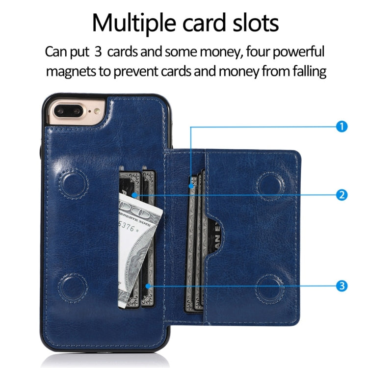 For iPhone 7 Plus / 8 Plus Shockproof PU + TPU Protective Case with Card Slots & Holder