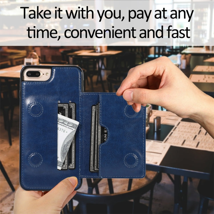 For iPhone 7 Plus / 8 Plus Shockproof PU + TPU Protective Case with Card Slots & Holder