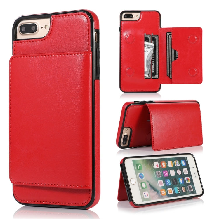 For iPhone 7 Plus / 8 Plus Shockproof PU + TPU Protective Case with Card Slots & Holder