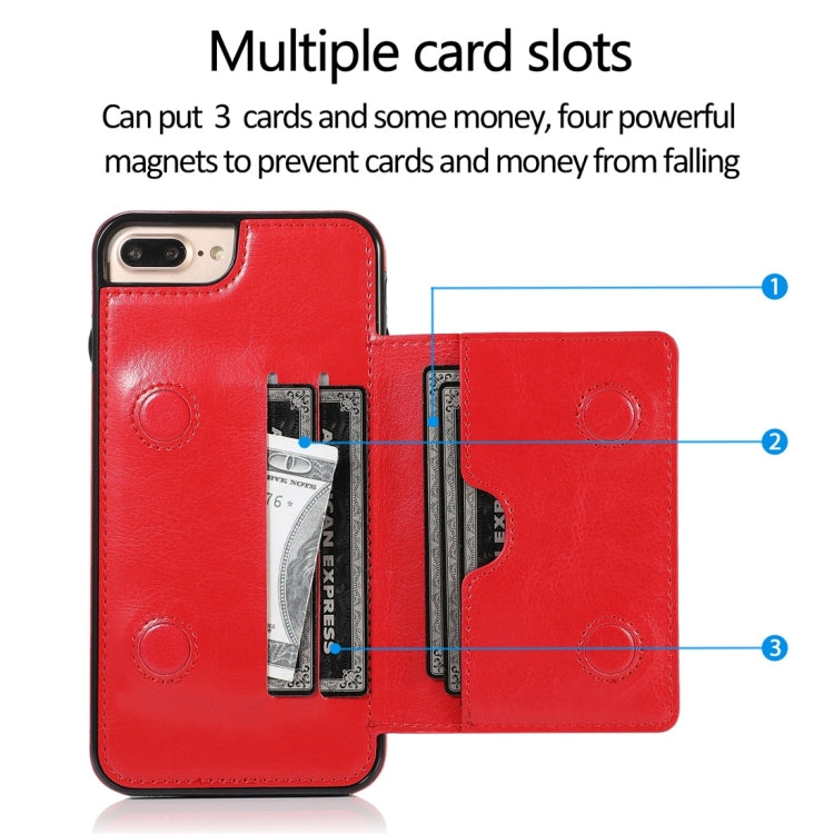 For iPhone 7 Plus / 8 Plus Shockproof PU + TPU Protective Case with Card Slots & Holder