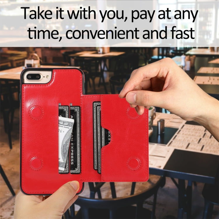 For iPhone 7 Plus / 8 Plus Shockproof PU + TPU Protective Case with Card Slots & Holder