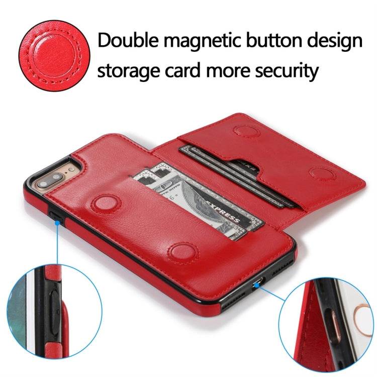 For iPhone 7 Plus / 8 Plus Shockproof PU + TPU Protective Case with Card Slots & Holder
