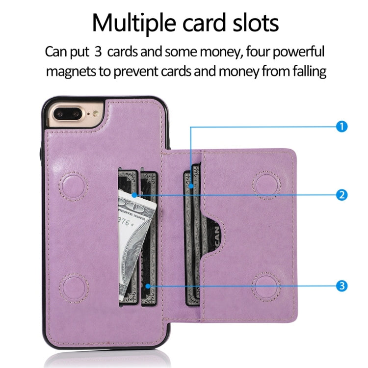 For iPhone 7 Plus / 8 Plus Shockproof PU + TPU Protective Case with Card Slots & Holder