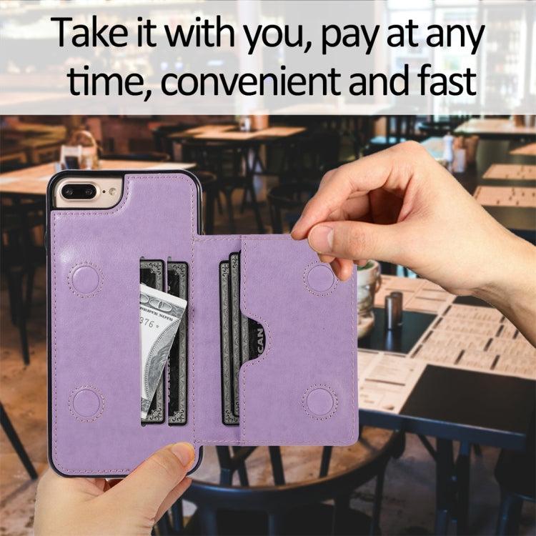 For iPhone 7 Plus / 8 Plus Shockproof PU + TPU Protective Case with Card Slots & Holder