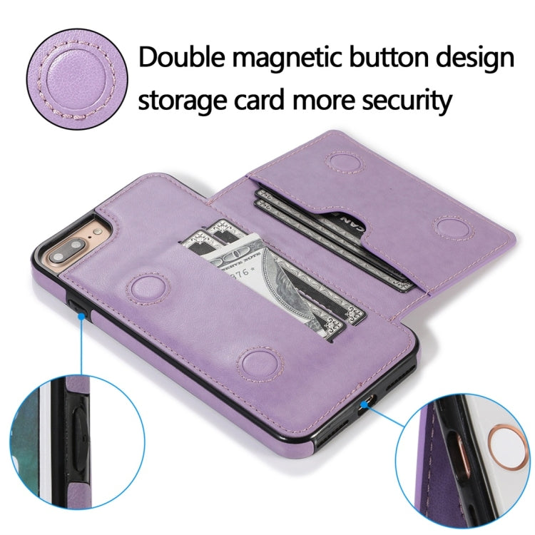 For iPhone 7 Plus / 8 Plus Shockproof PU + TPU Protective Case with Card Slots & Holder